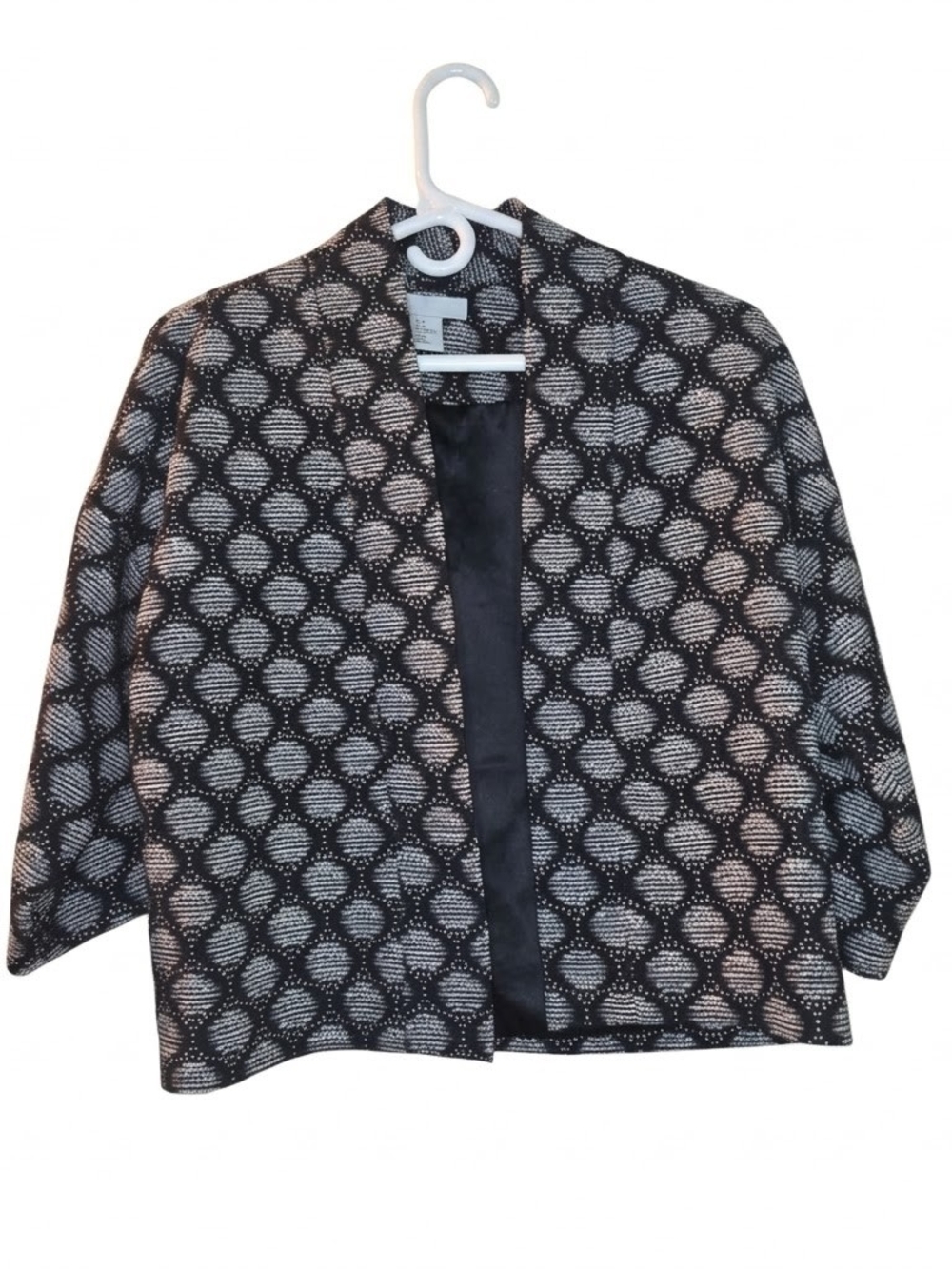 H&M Black and White Open-Front Patterned Blazer Size 4 #19
